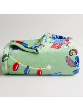 Disney The Big One Stitch Christmas holiday plush throw blanket NWT